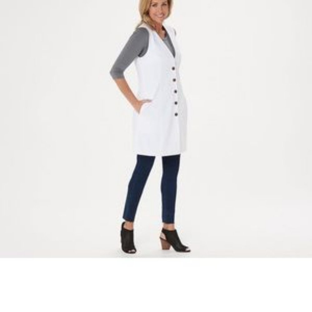 NWT LISA RINNA MID-LENGTH BUTTON FRONT VEST LARGE